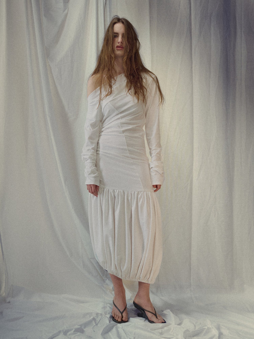 Ripple balloon midi dress
